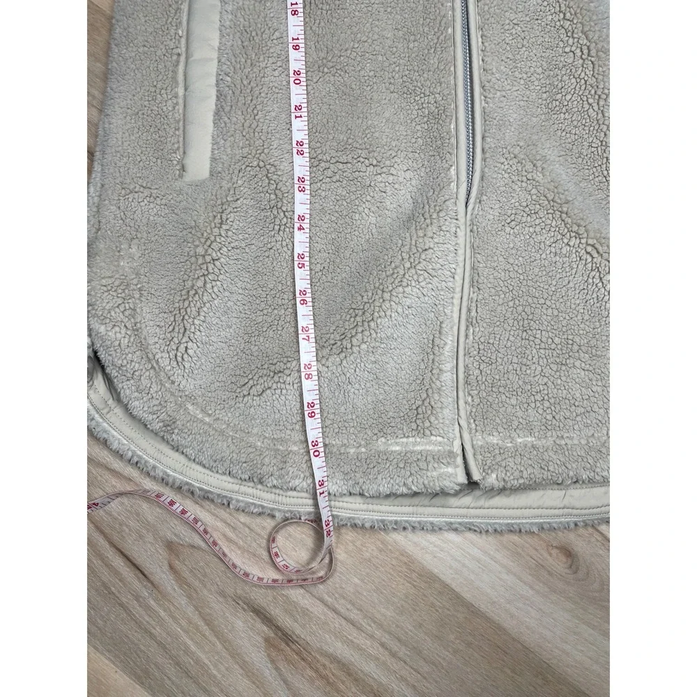 Zella Womens Faux Fur Fleece Full Zip Jacket Oatmeal Beige XS Cinched Waist